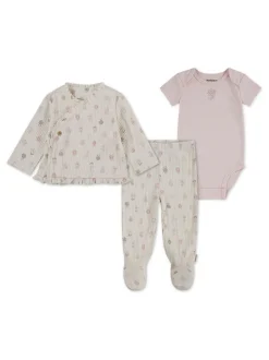 Huggies Pink Floral Print Top Bodysuit & Footed Leggings 3 Piece Set
