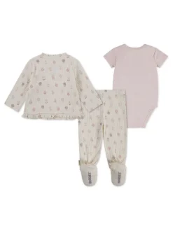 Huggies Pink Floral Print Top Bodysuit & Footed Leggings 3 Piece Set
