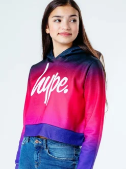 Hype. Black/Pink Fade Crop Hoodie