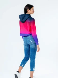Hype. Black/Pink Fade Crop Hoodie