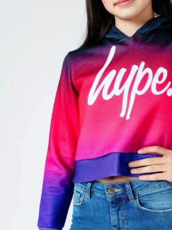 Hype. Black/Pink Fade Crop Hoodie