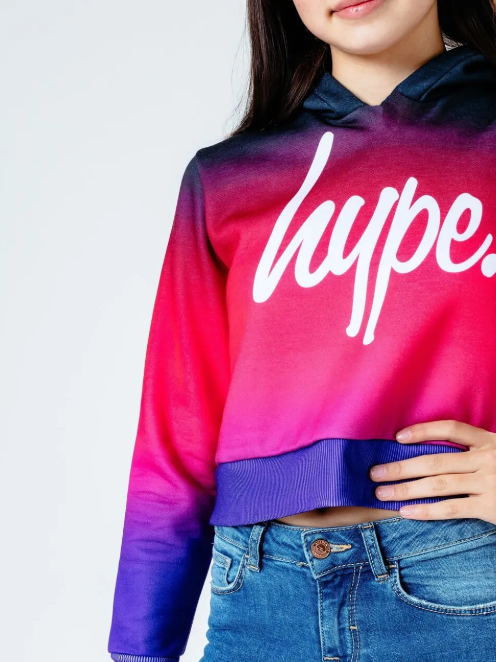 Hype. Black/Pink Fade Crop Hoodie