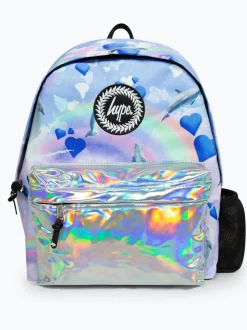 Hype. Girls Blue Holo Rainbow Dolphins Iconic Multicolour Backpack