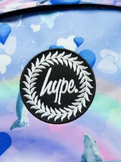 Hype. Girls Blue Holo Rainbow Dolphins Iconic Multicolour Backpack