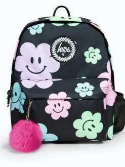 Hype. Girls Iconic Happy Flower Black Backpack