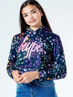 Hype. Multi Floral Crop Hoodie