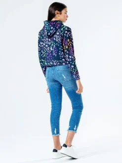 Hype. Multi Floral Crop Hoodie