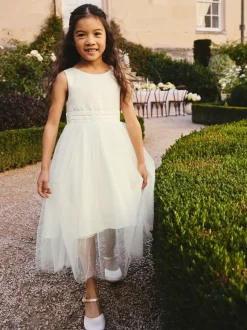 Ivory Cream Flower Girl Bow Dress (3mths-16yrs)