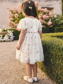 Ivory Embroidered Mesh Dress (3mths-8yrs)