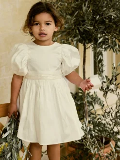 Ivory Flower Girl Taffeta Bow Dress (3mths-8yrs)