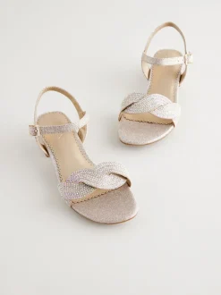 Ivory Glitter Heeled Sandals