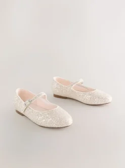Ivory Glitter Mary Jane Flower Girl Occasion Shoes