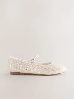 Ivory Glitter Mary Jane Flower Girl Occasion Shoes