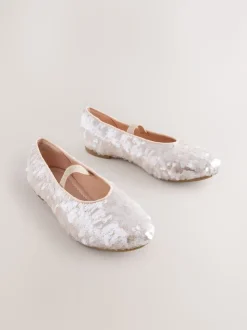 Ivory Sequin Ballet Shoes