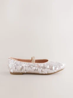 Ivory Sequin Ballet Shoes