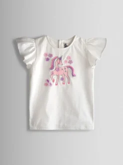 JoJo Maman Bébé Apple Unicorn Appliqué Top And Tulle Skirt Set
