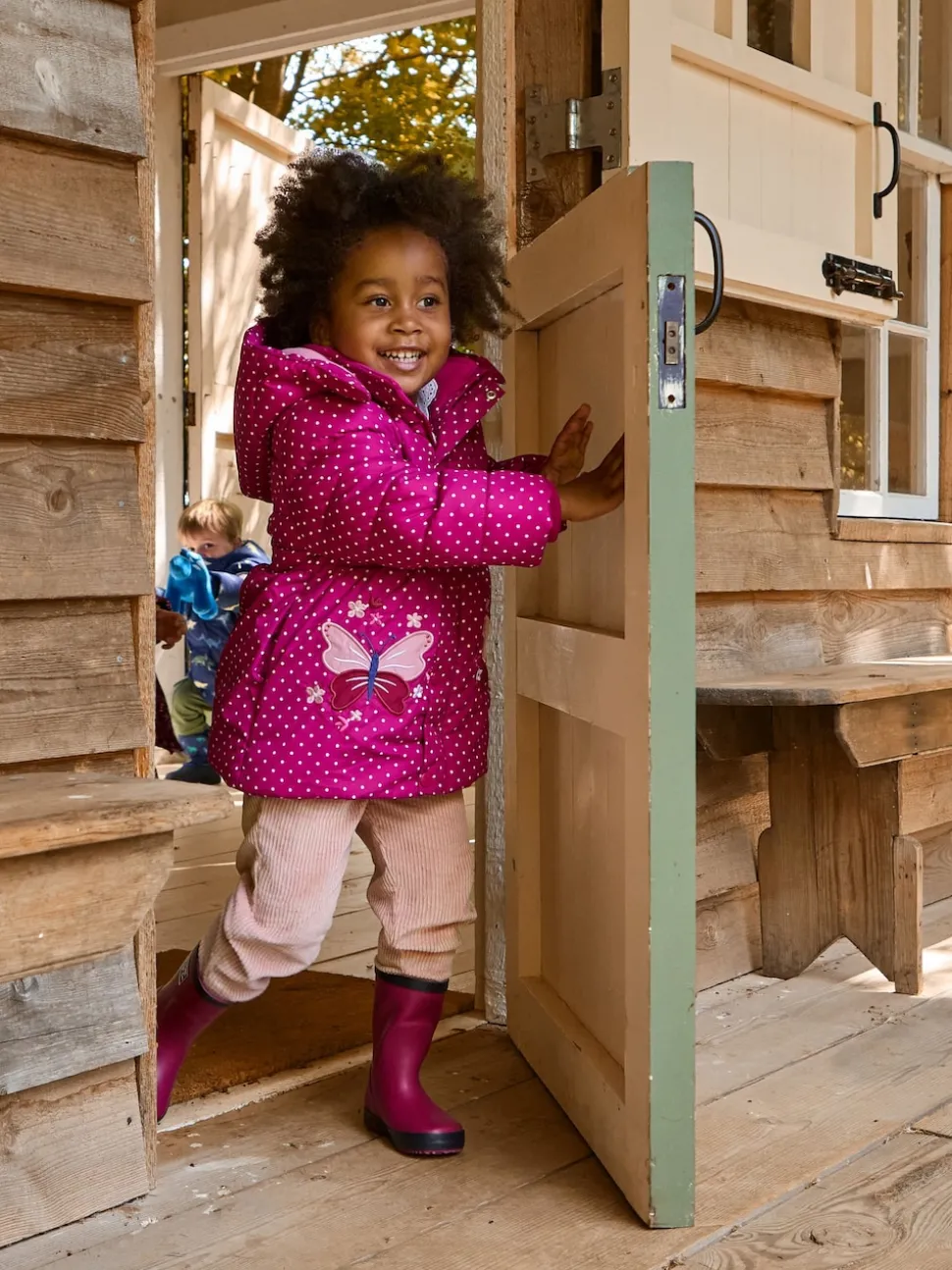 JoJo Maman Bébé Berry Butterfly Fleece Lined Puffer Coat