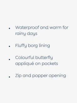 JoJo Maman Bébé Berry Butterfly Fleece Lined Puffer Coat