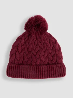 JoJo Maman Bébé Berry Embroidered Cable Hat
