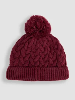 JoJo Maman Bébé Berry Embroidered Cable Hat