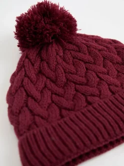 JoJo Maman Bébé Berry Embroidered Cable Hat