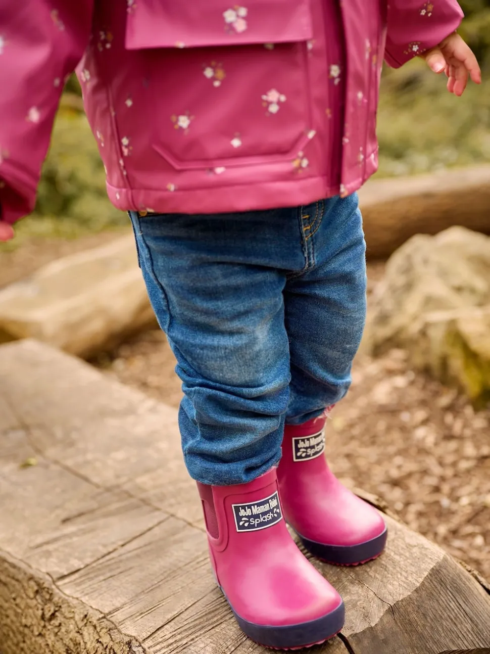 JoJo Maman Bébé Berry Pink Cosy Lined Ankle Wellies