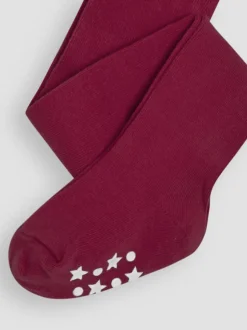 JoJo Maman Bébé Berry Pink Cotton Rich Plain Tights