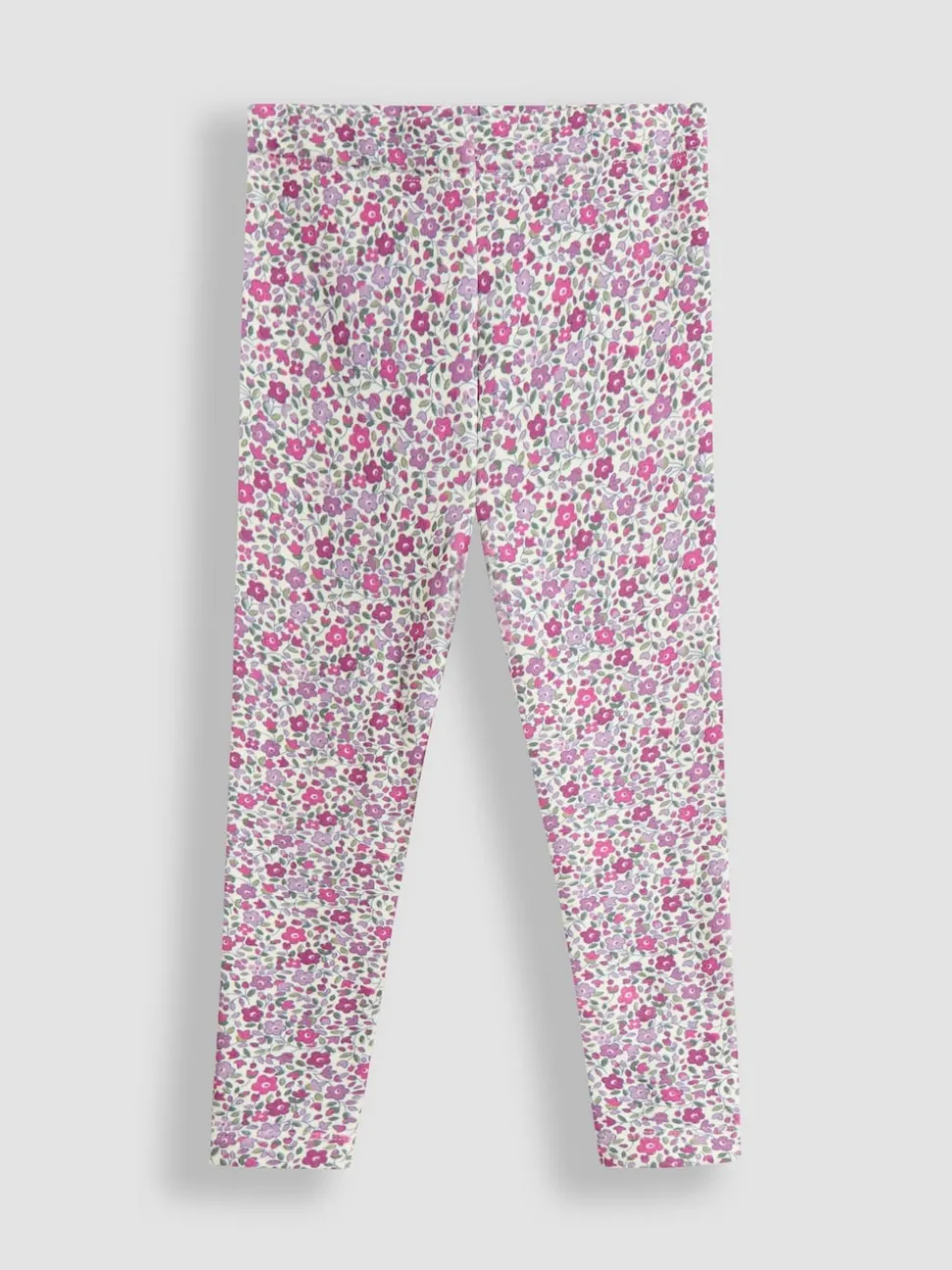 JoJo Maman Bébé Berry Pink Floral Fleece-Lined Printed Leggings 2 Pack
