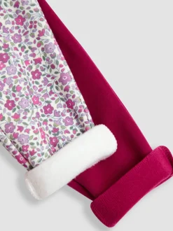 JoJo Maman Bébé Berry Pink Floral Fleece-Lined Printed Leggings 2 Pack