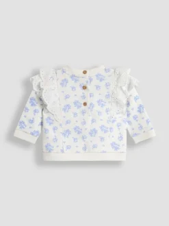 JoJo Maman Bébé Blue Ditsy Floral 2-Piece Floral Sweatshirt & Leggings Set