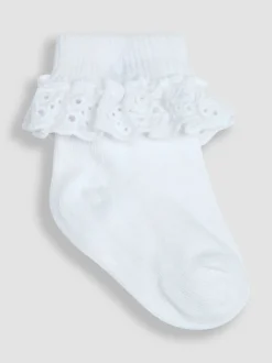 JoJo Maman Bébé Blue 3-Pack Frilly Socks