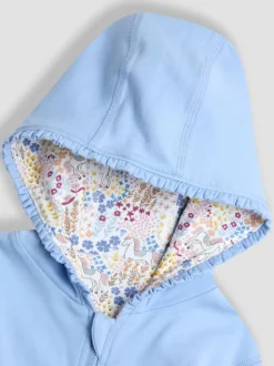 JoJo Maman Bébé Blue Unicorn Appliqué Reversible Hoodie
