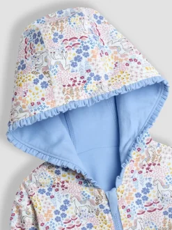 JoJo Maman Bébé Blue Unicorn Appliqué Reversible Hoodie
