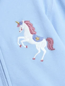 JoJo Maman Bébé Blue Unicorn Appliqué Reversible Hoodie