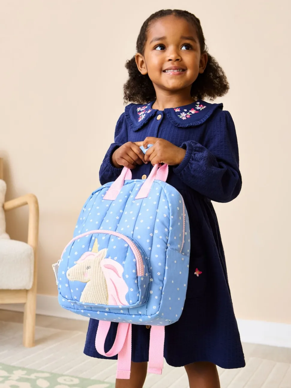 JoJo Maman Bébé Blue Unicorn Character Backpack