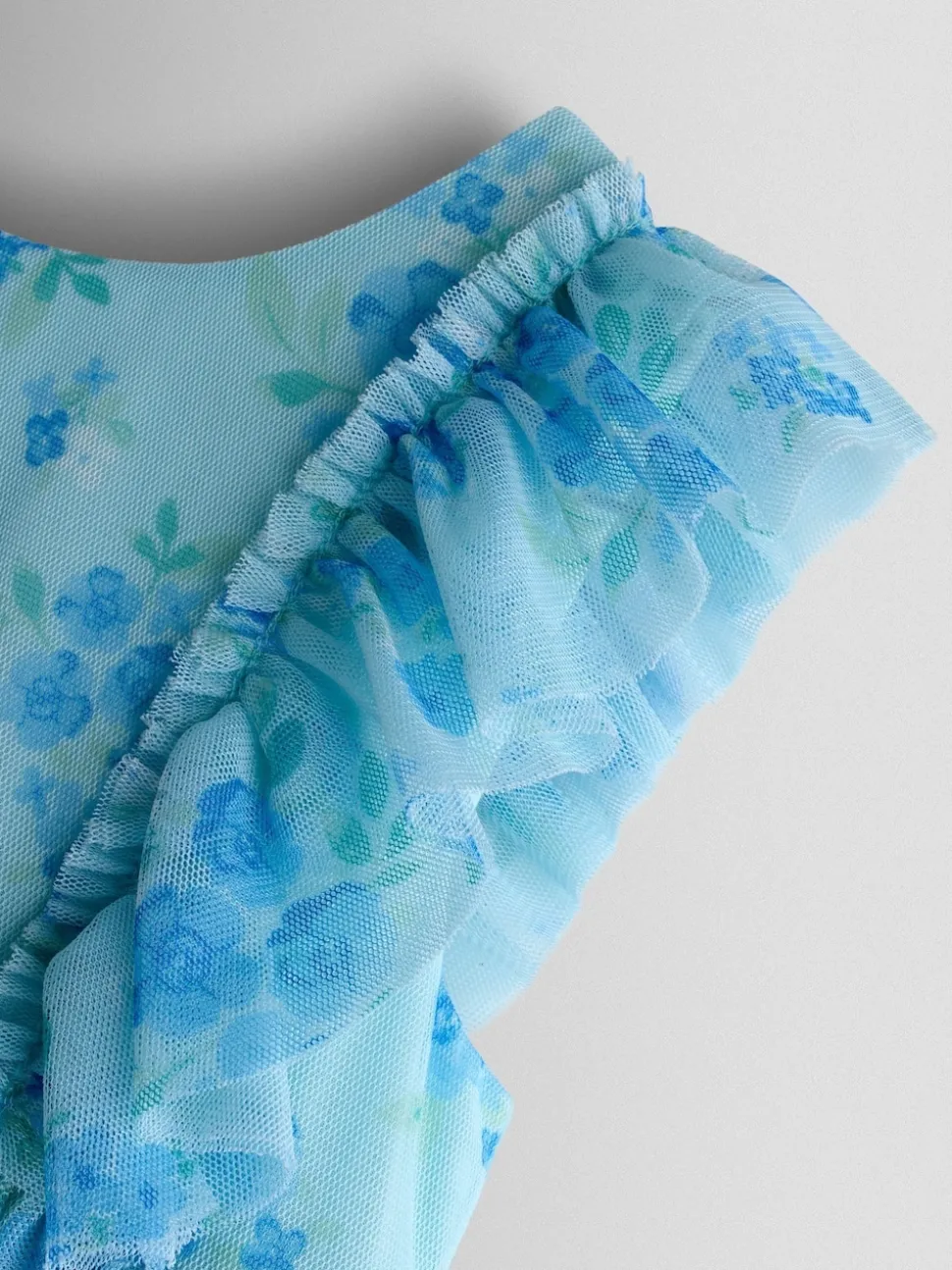 JoJo Maman Bébé Bright Blue Tulle Ruffle Party Dress