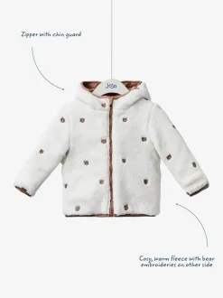 JoJo Maman Bébé Brown Bear Embroidered Reversible Jacket