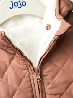 JoJo Maman Bébé Brown Bear Embroidered Reversible Jacket
