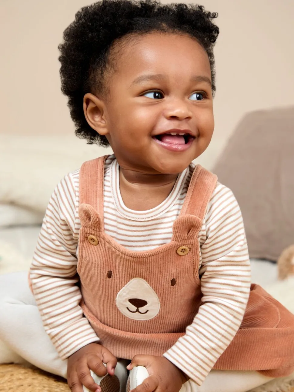 JoJo Maman Bébé Brown Dungaree Dress & Body Set