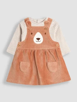 JoJo Maman Bébé Brown Dungaree Dress & Body Set