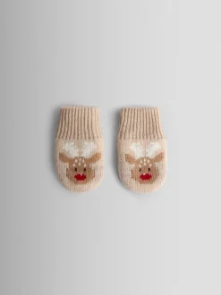 JoJo Maman Bébé Brown Reindeer Mittens