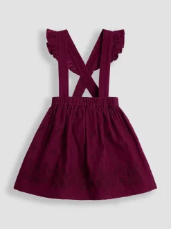 JoJo Maman Bébé Burgundy Embroidered Cord Skirt & Blouse Set