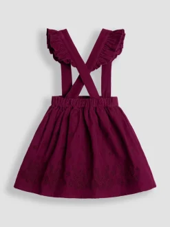JoJo Maman Bébé Burgundy Embroidered Cord Skirt & Blouse Set