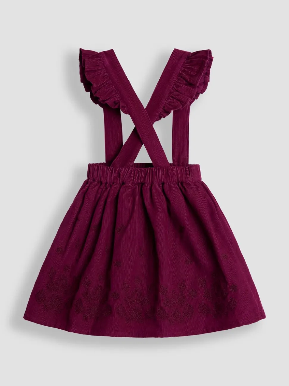 JoJo Maman Bébé Burgundy Embroidered Cord Skirt & Blouse Set
