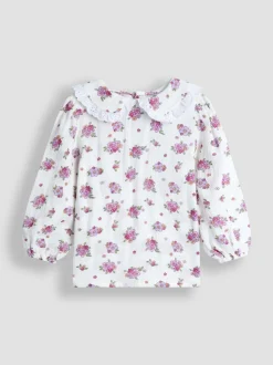 JoJo Maman Bébé Burgundy Embroidered Cord Skirt & Blouse Set