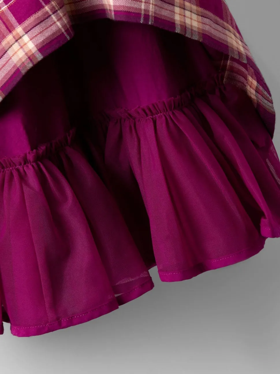 JoJo Maman Bébé Burgundy Smocked Tartan Party Dress