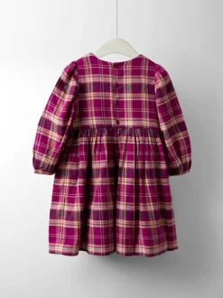 JoJo Maman Bébé Burgundy Smocked Tartan Party Dress