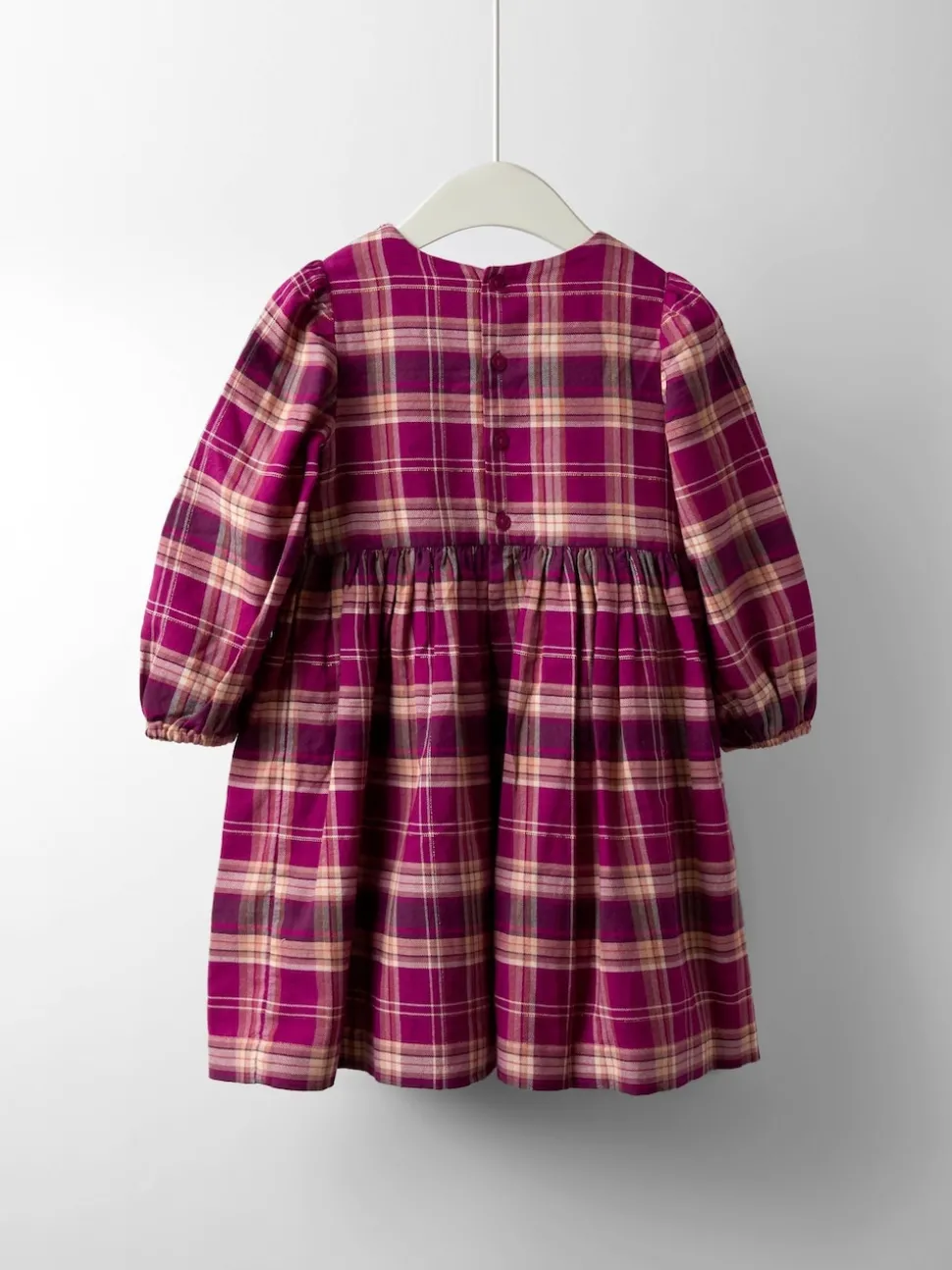 JoJo Maman Bébé Burgundy Smocked Tartan Party Dress