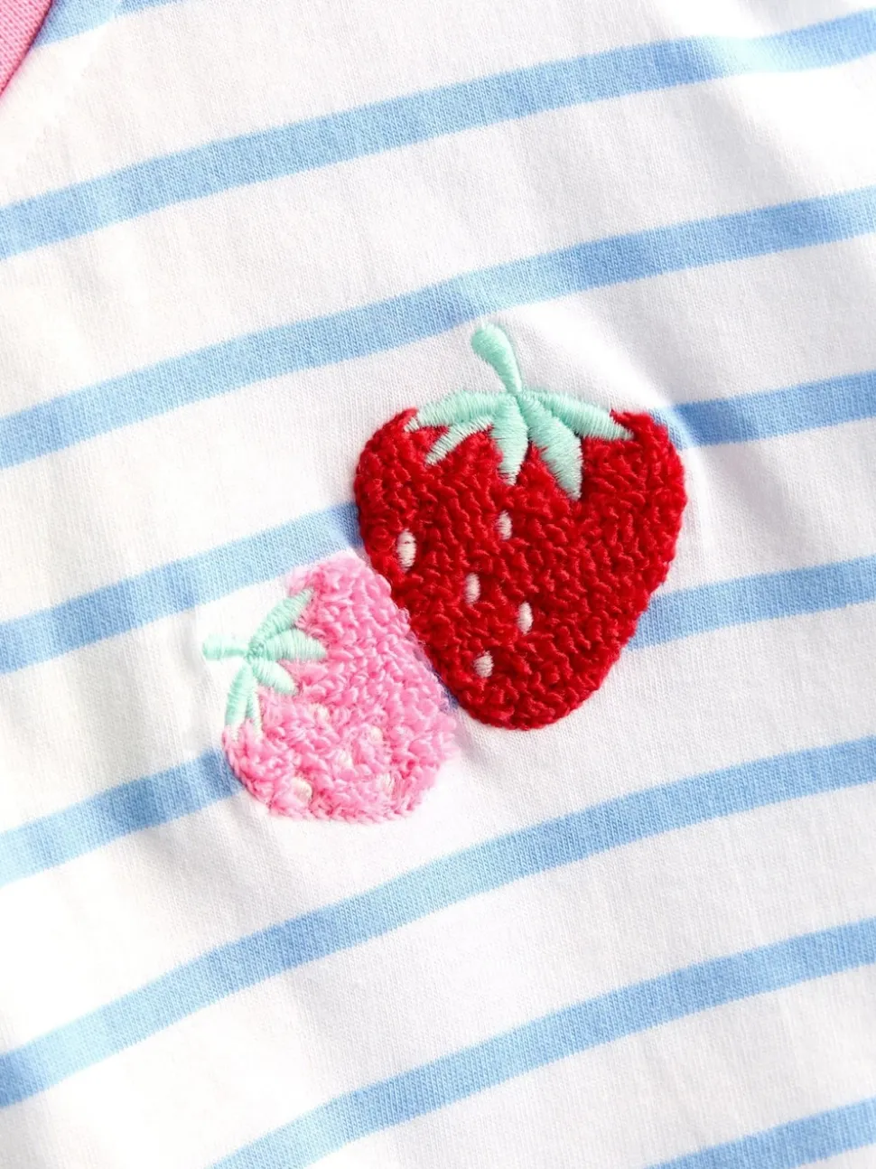 JoJo Maman Bébé Cornflower Blue Strawberry Appliqué Stripe Top