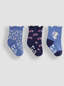 JoJo Maman Bébé Cornflower Mouse Cotton Frill Socks 3 Pack